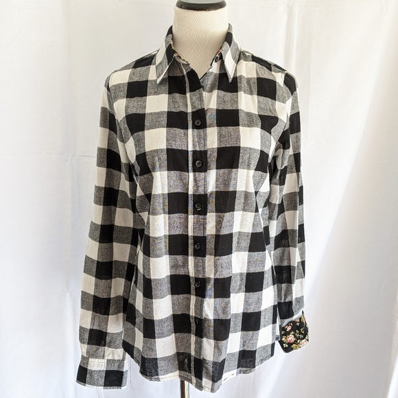 Black and white buffalo check button down - Picture 1 of 12
